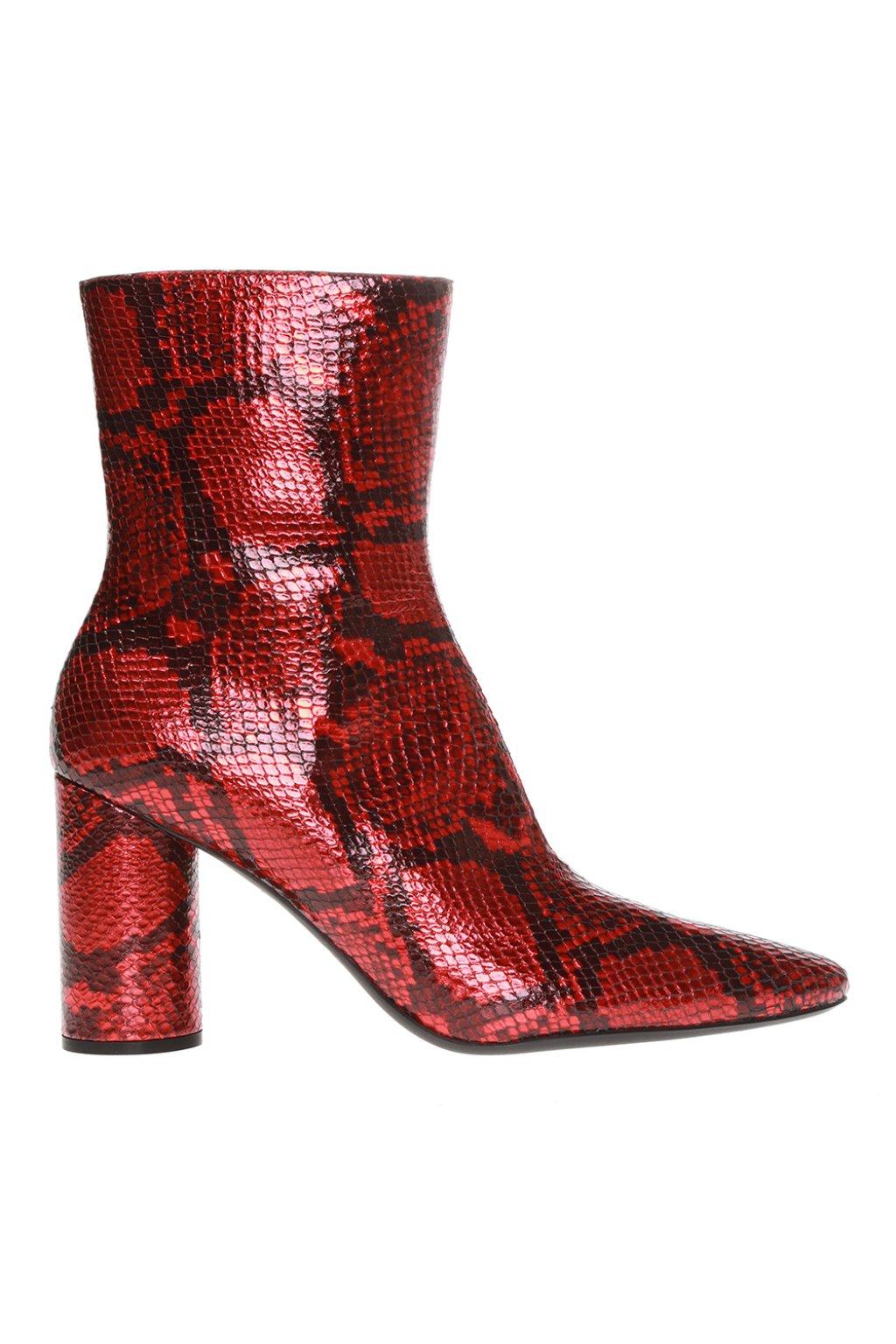 Balenciaga Leather Heeled Ankle Boots in Red - Lyst
