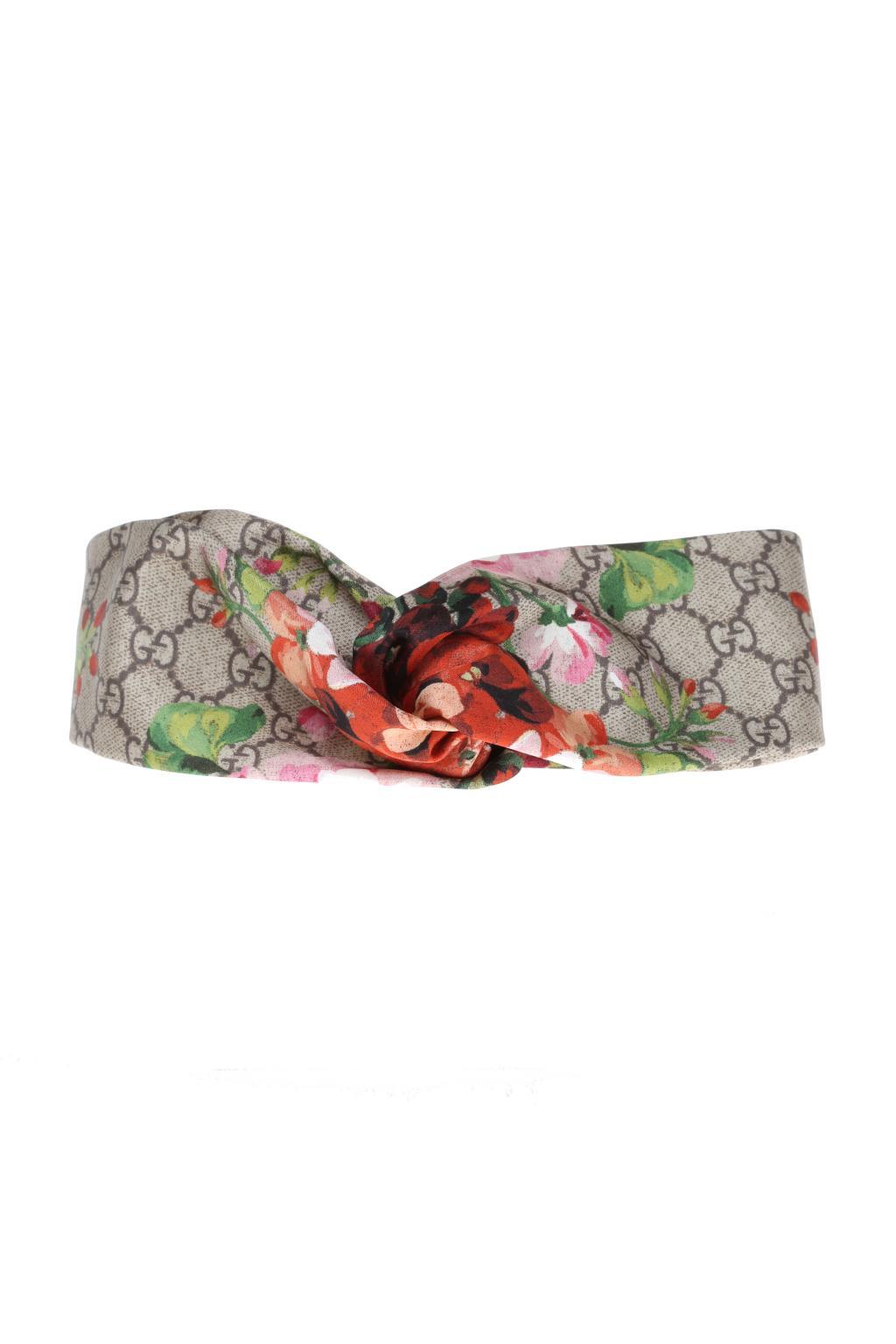 Gucci Floral Silk Headband in Brown | Lyst