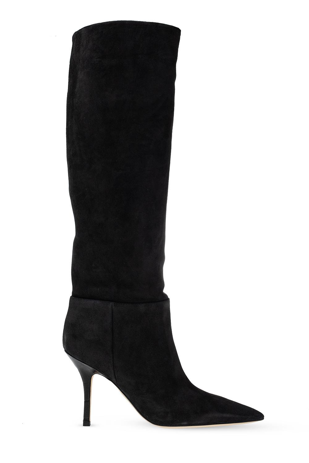 black heeled knee length boots