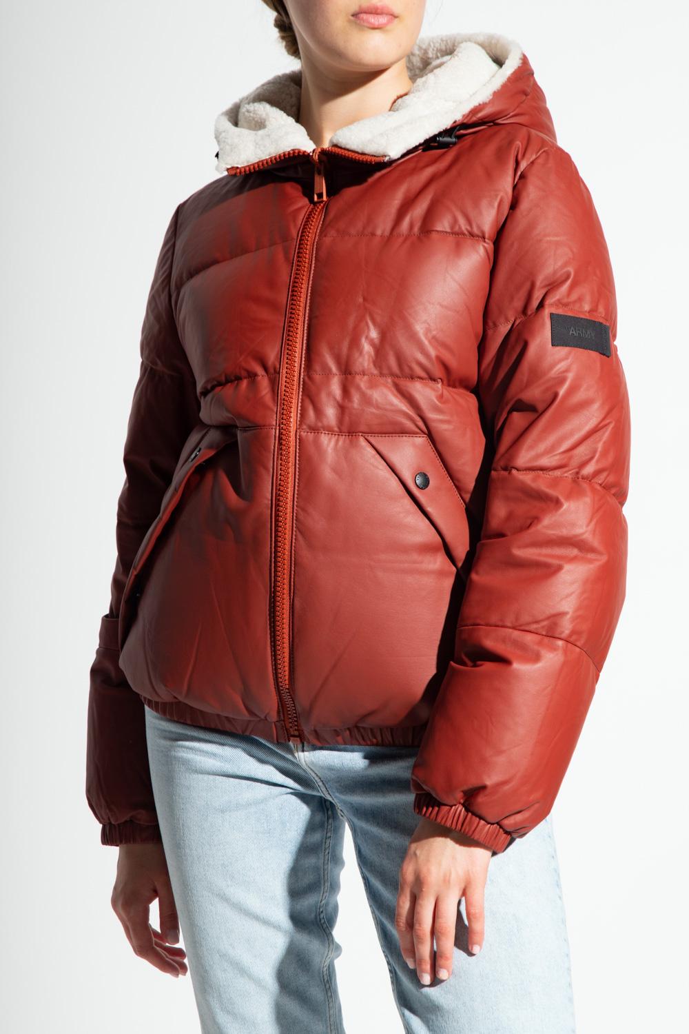 Yves Salomon Leather Down Jacket in Red | Lyst