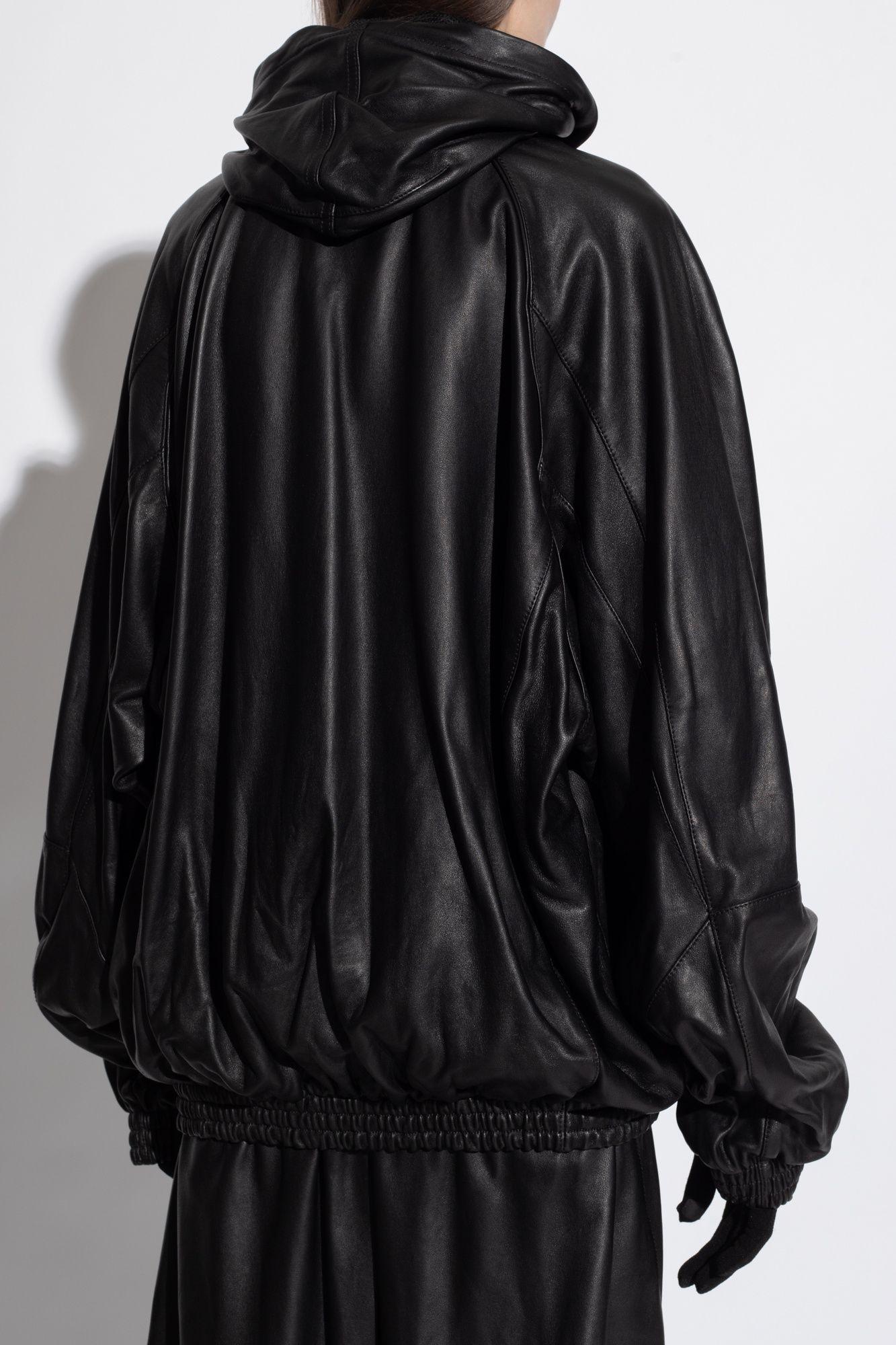 Balenciaga Leather Jacket in Black | Lyst