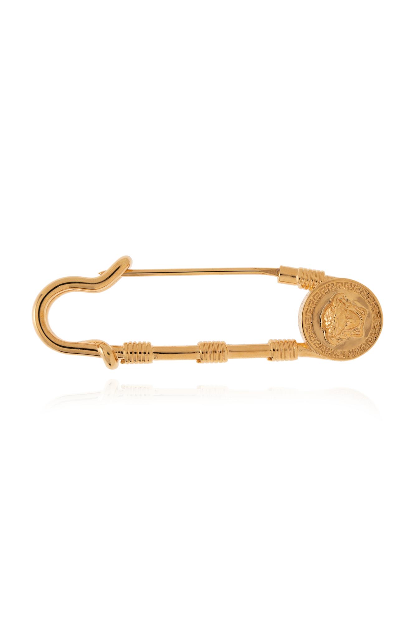 Versace Safety Pin Brooch in Metallic | Lyst