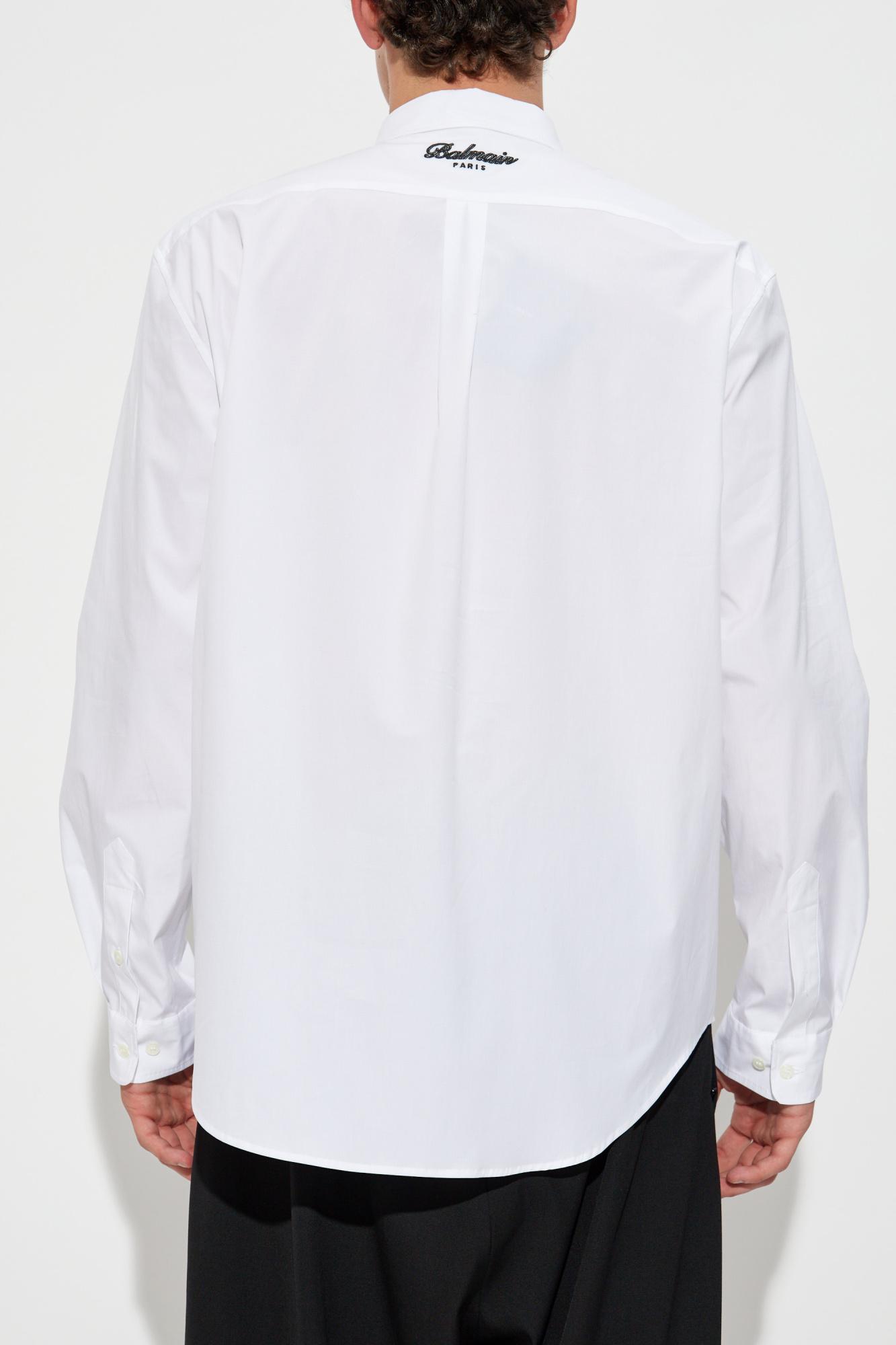 Balmain Shirt With Embroidered Logo in White for Men Lyst UK
