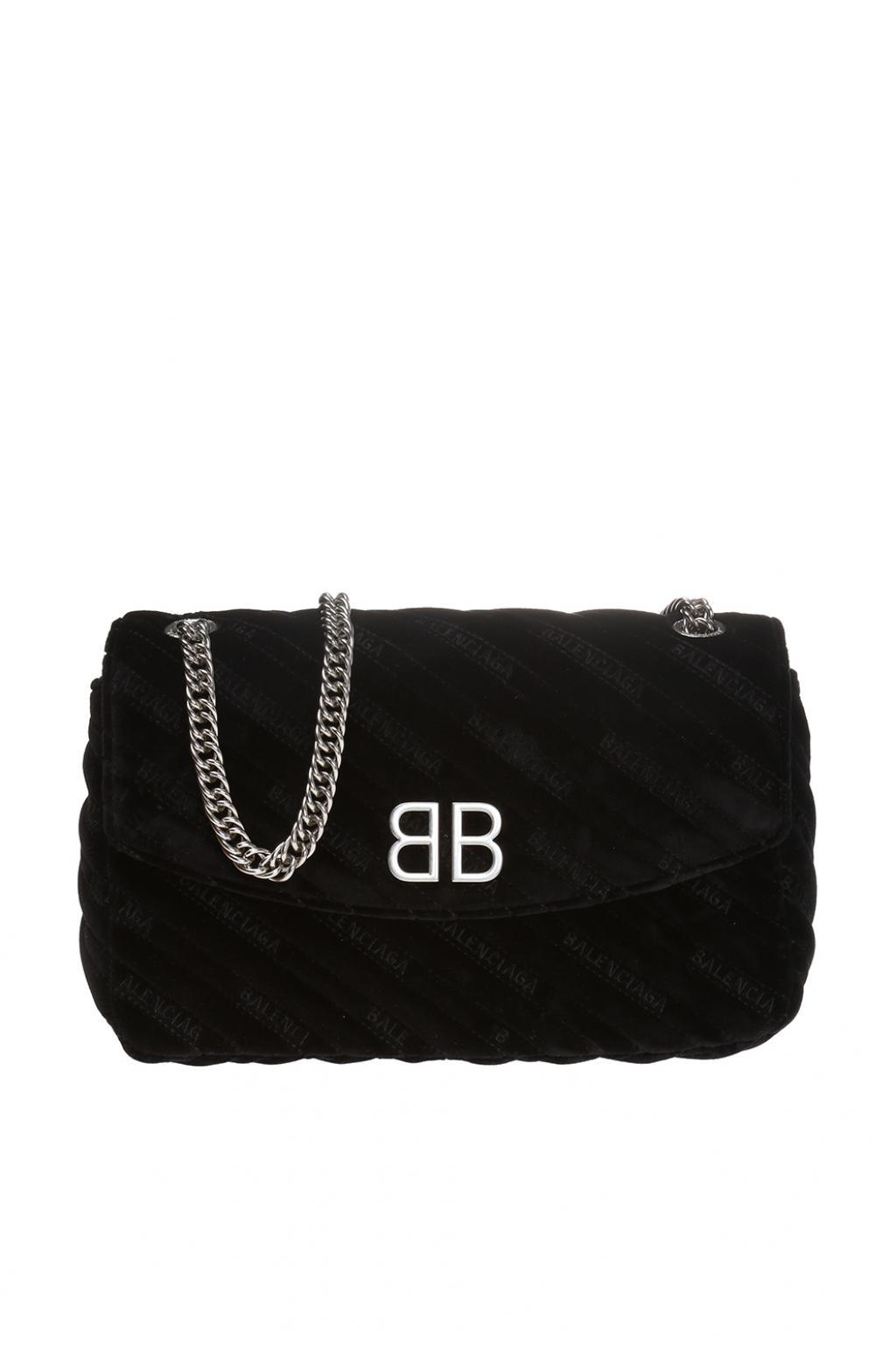 Balenciaga Leather 'bb' Quilted Bag With A Logo in Black | Lyst