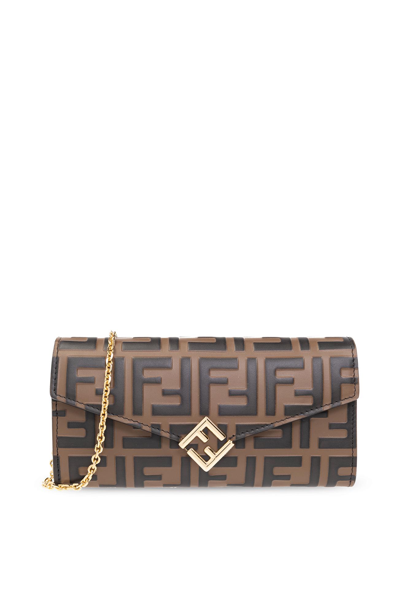 FF Diamonds Wallet On Chain Leather Brown