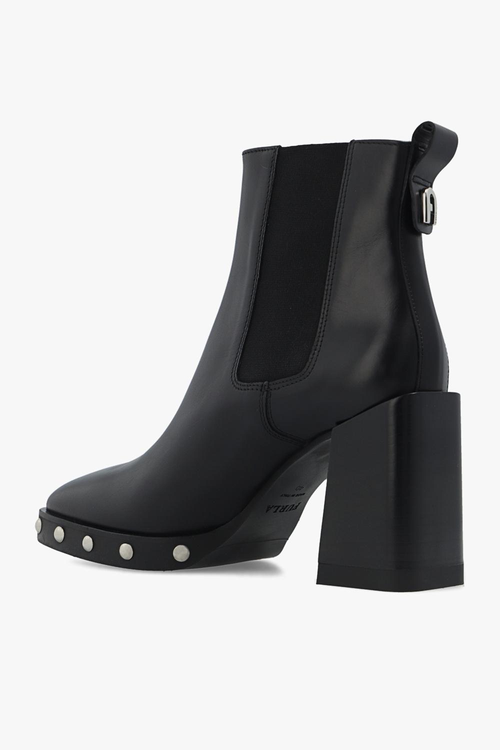 Furla 'greta' Leather Ankle Boots in Black | Lyst