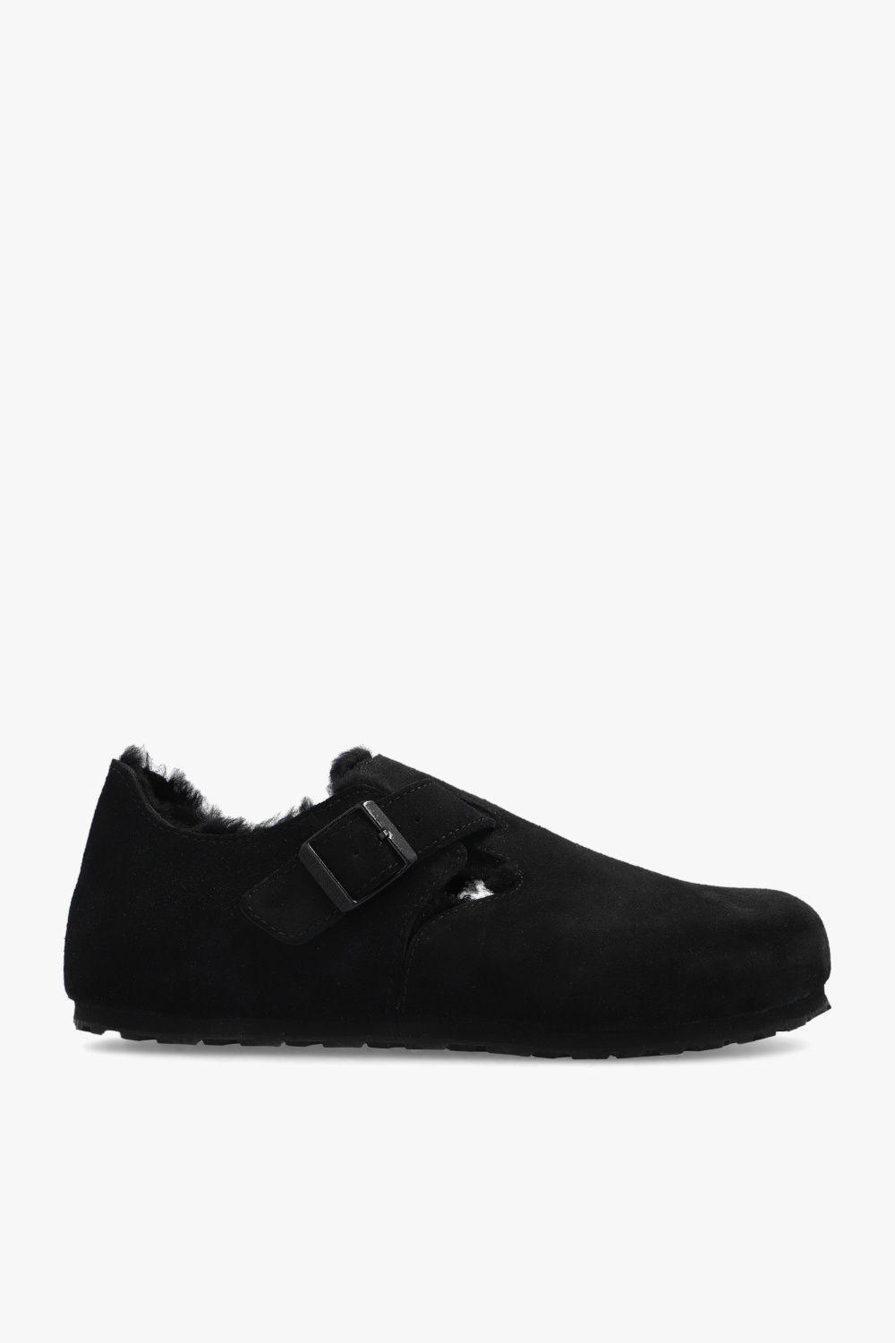 Birkenstock 'london Shearling' Suede Shoes in Black | Lyst