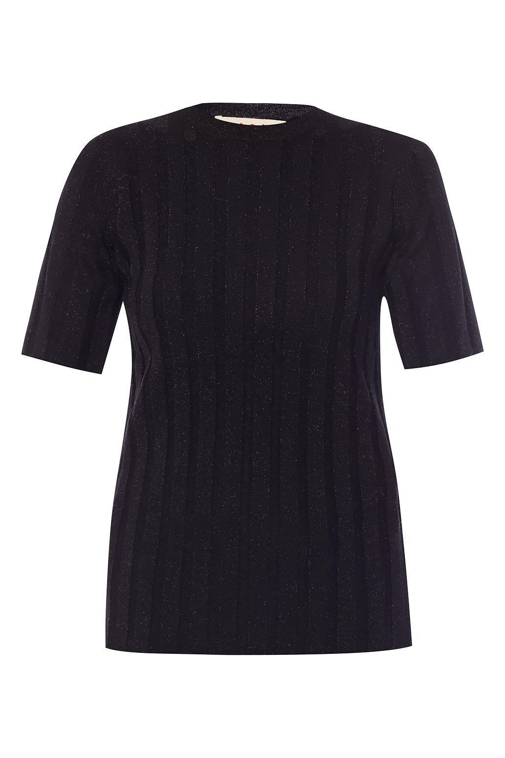 Marni Wool Lurex Ribbed Sweater in Black Lyst