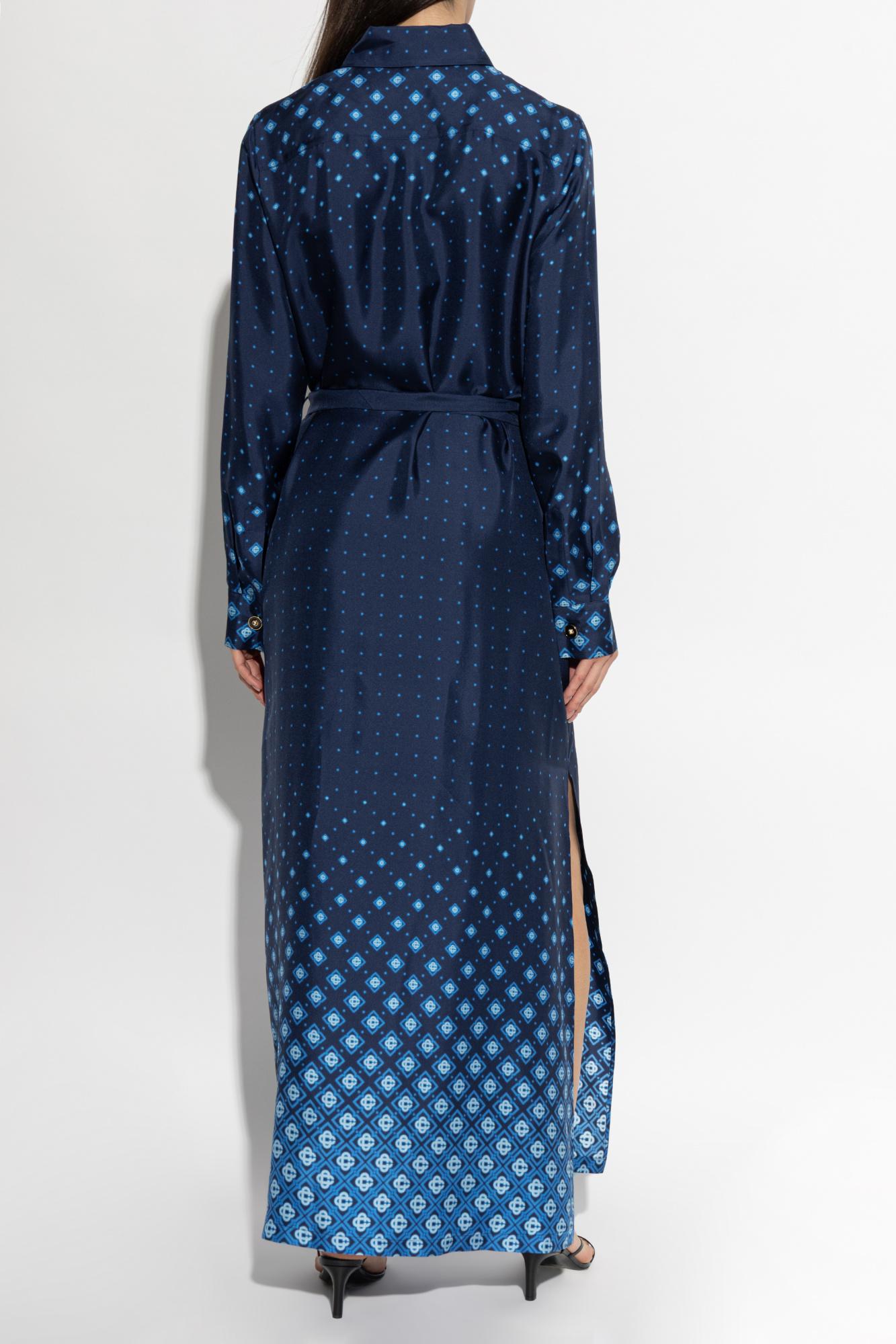 CASABLANCA Silk Dress With Monogram in Blue
