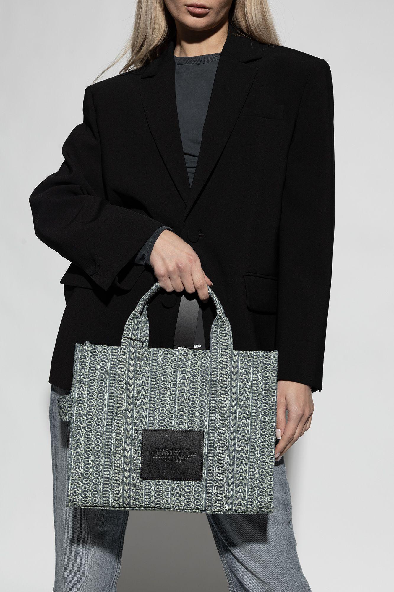 Marc Jacobs 'the Washed Monogram Denim Medium' Shopper Bag in Black