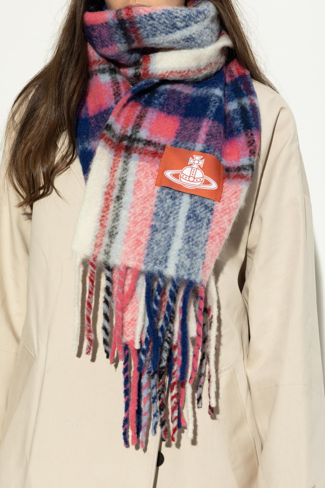 小物 Vivienne Westwood fooded scarf Vivienne Westwood Orb Embroidered Fringed Scarf In Yellow