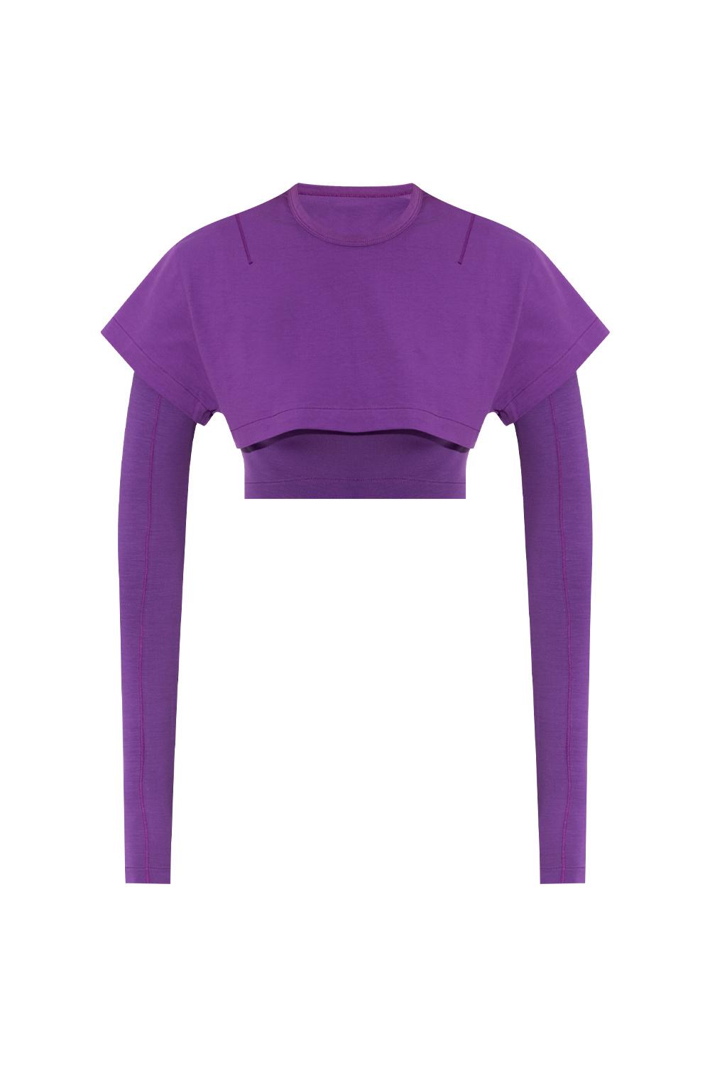 cropped purple shirt