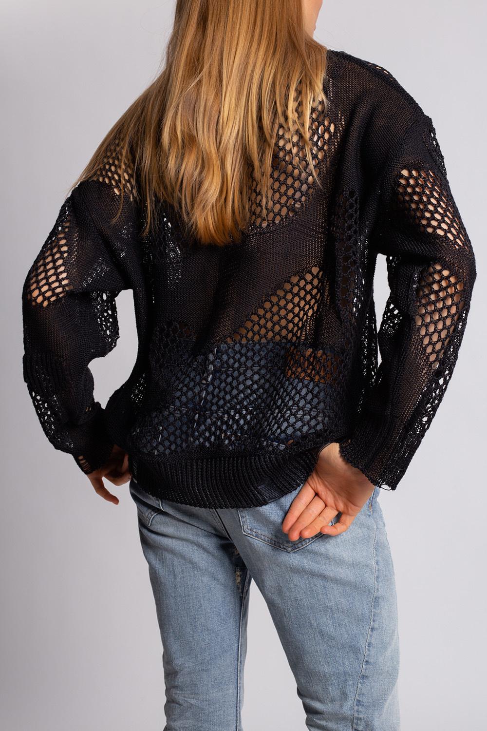 DIESEL Open-knit Sweater in Black | Lyst