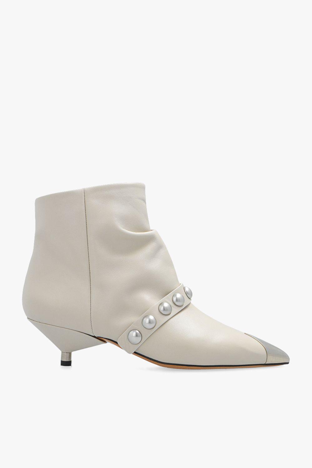 Isabel Marant Donatee Low Heels Ankle Boots In Beige Leather for Women