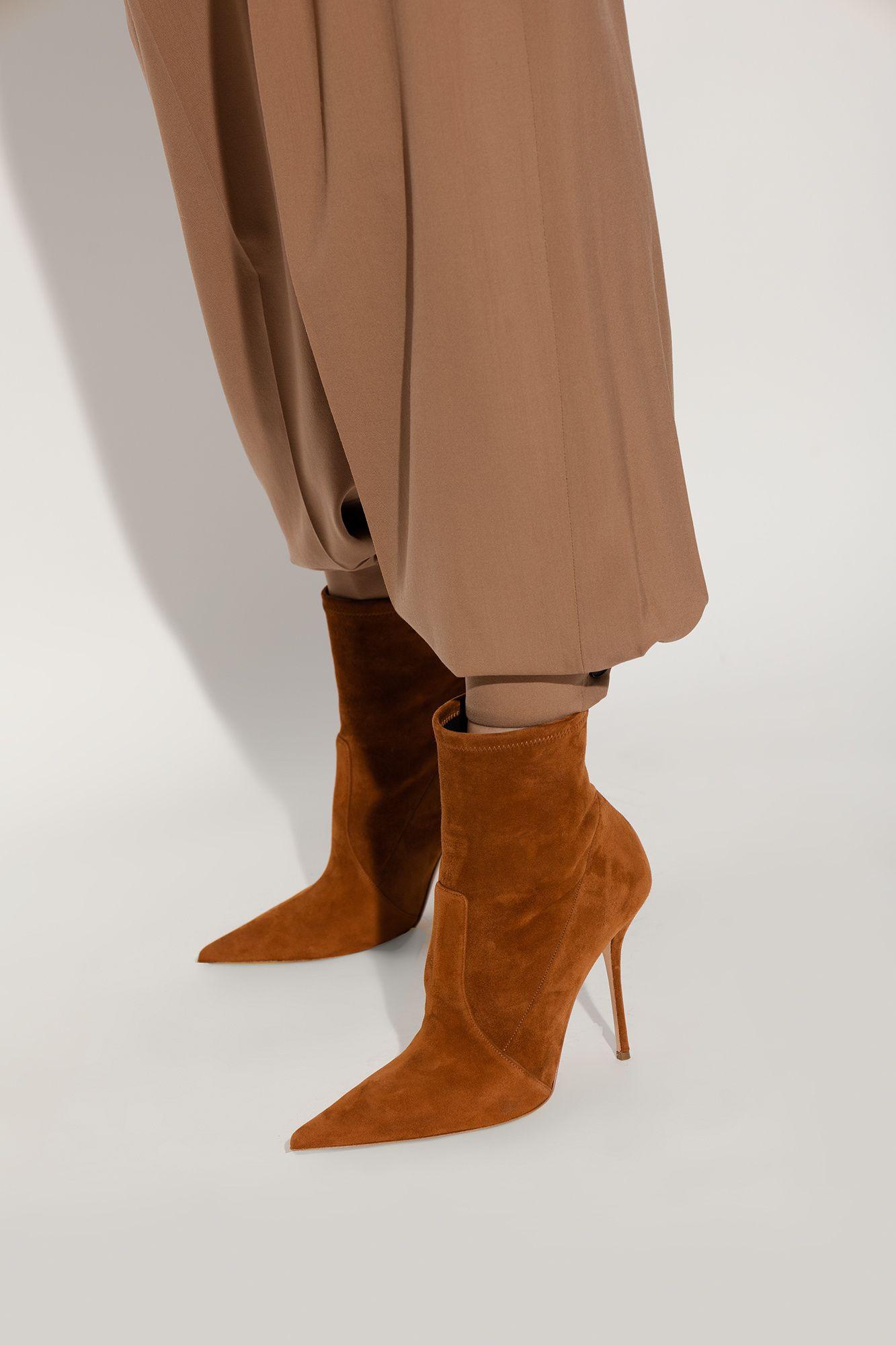 Casadei Suede Heeled Ankle Boots in Brown | Lyst