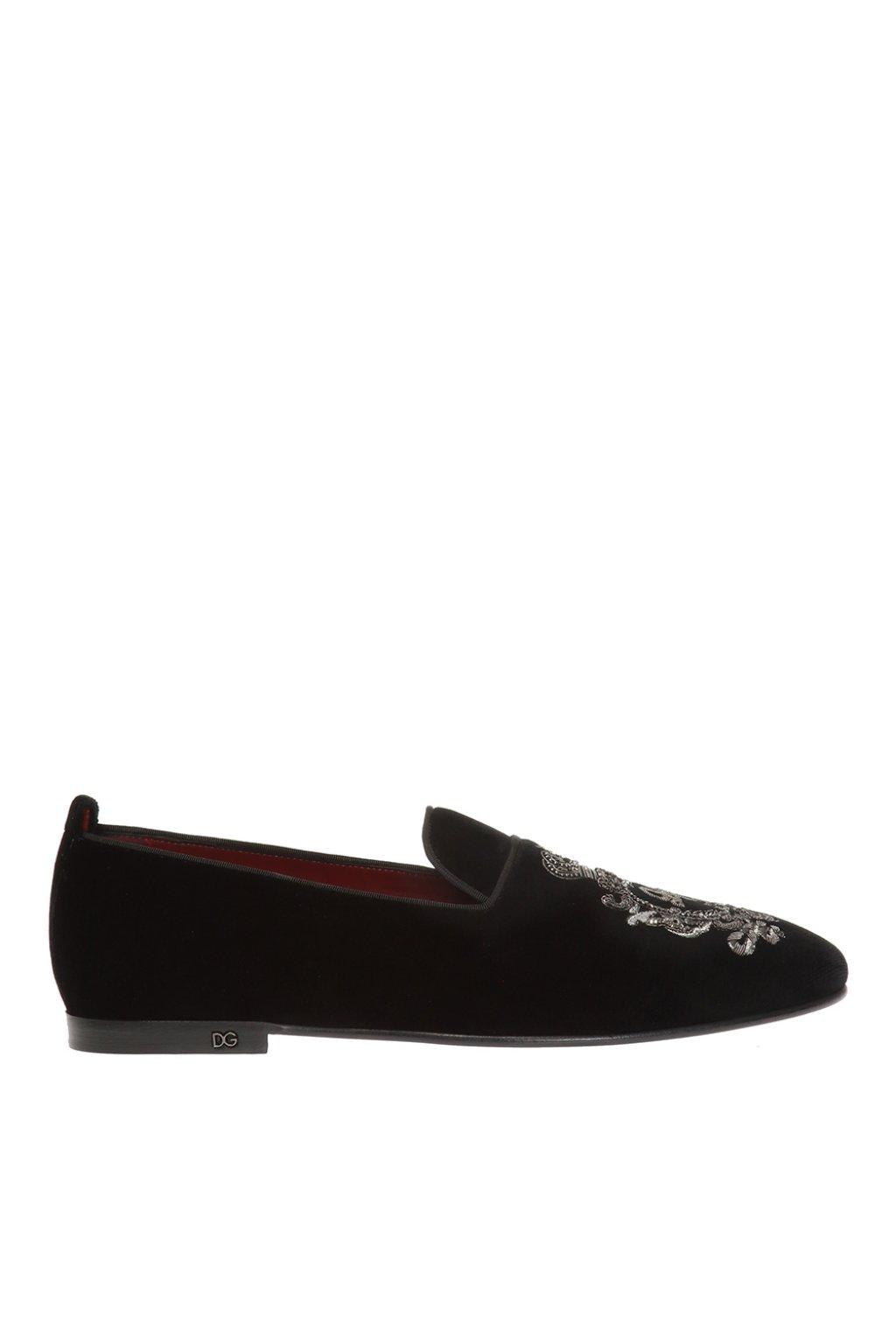 Dolce & Gabbana Velvet Crystal-embellished Shoes in Black for Men - Lyst