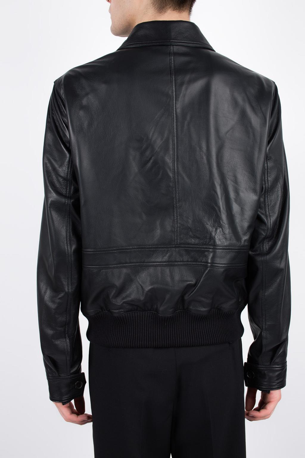 AMI Leather Jacket in Black for Men - Lyst