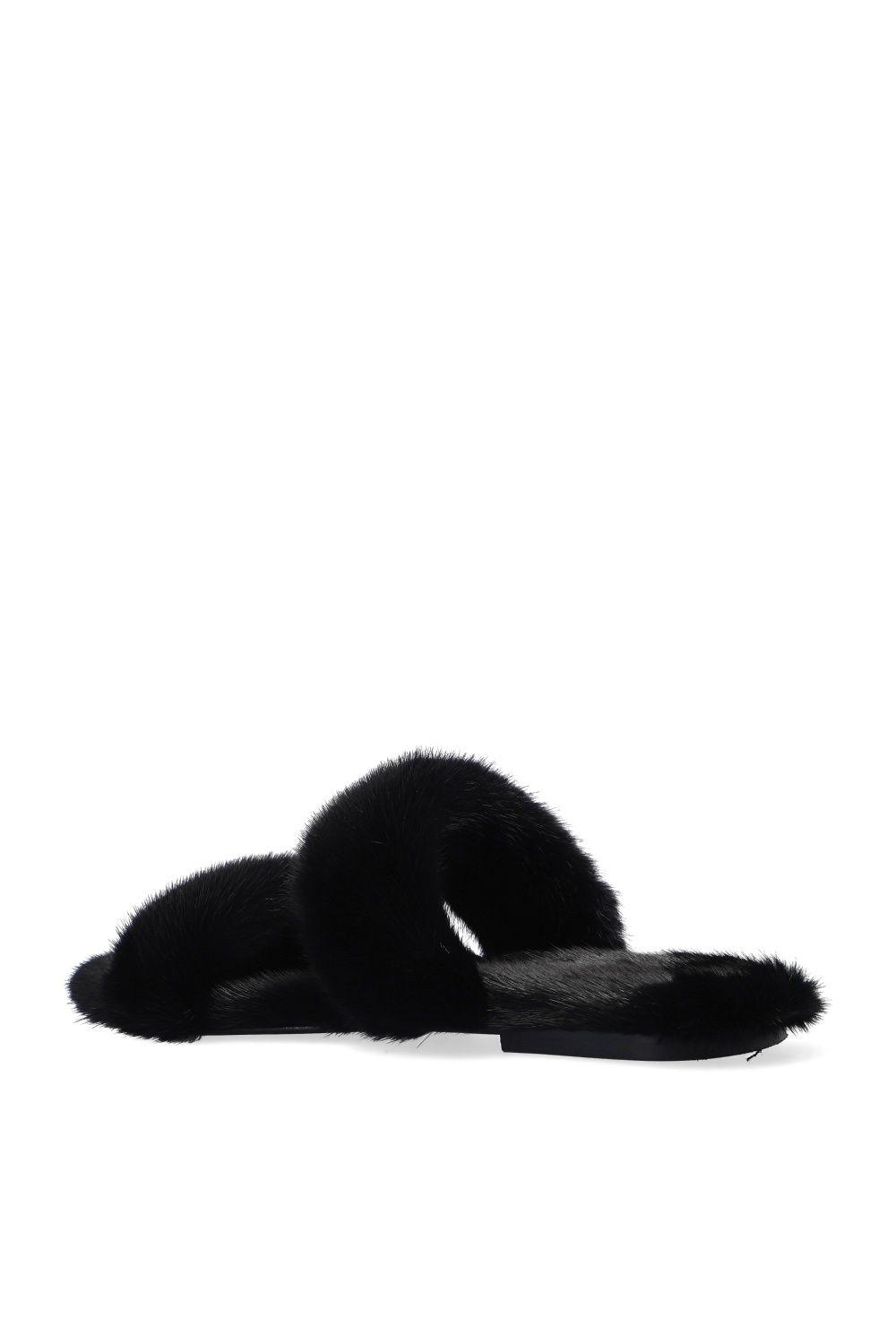 Yves Saint Laurent, Shoes, Saint Laurent Nero Mink Fur Slides Black  Sandals