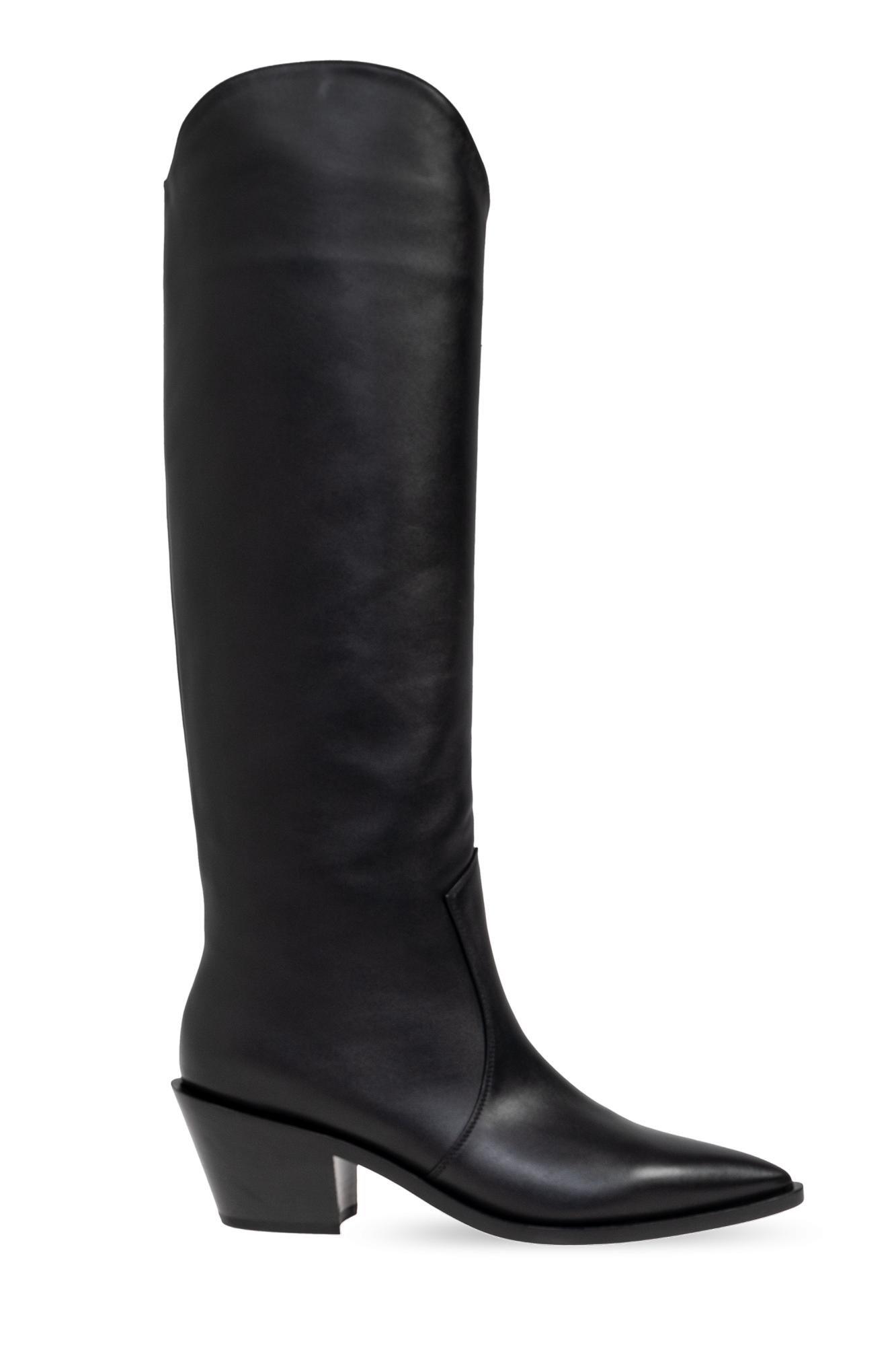 Gianvito Rossi Knee-High Cowboy Boots Denver in Black | Lyst
