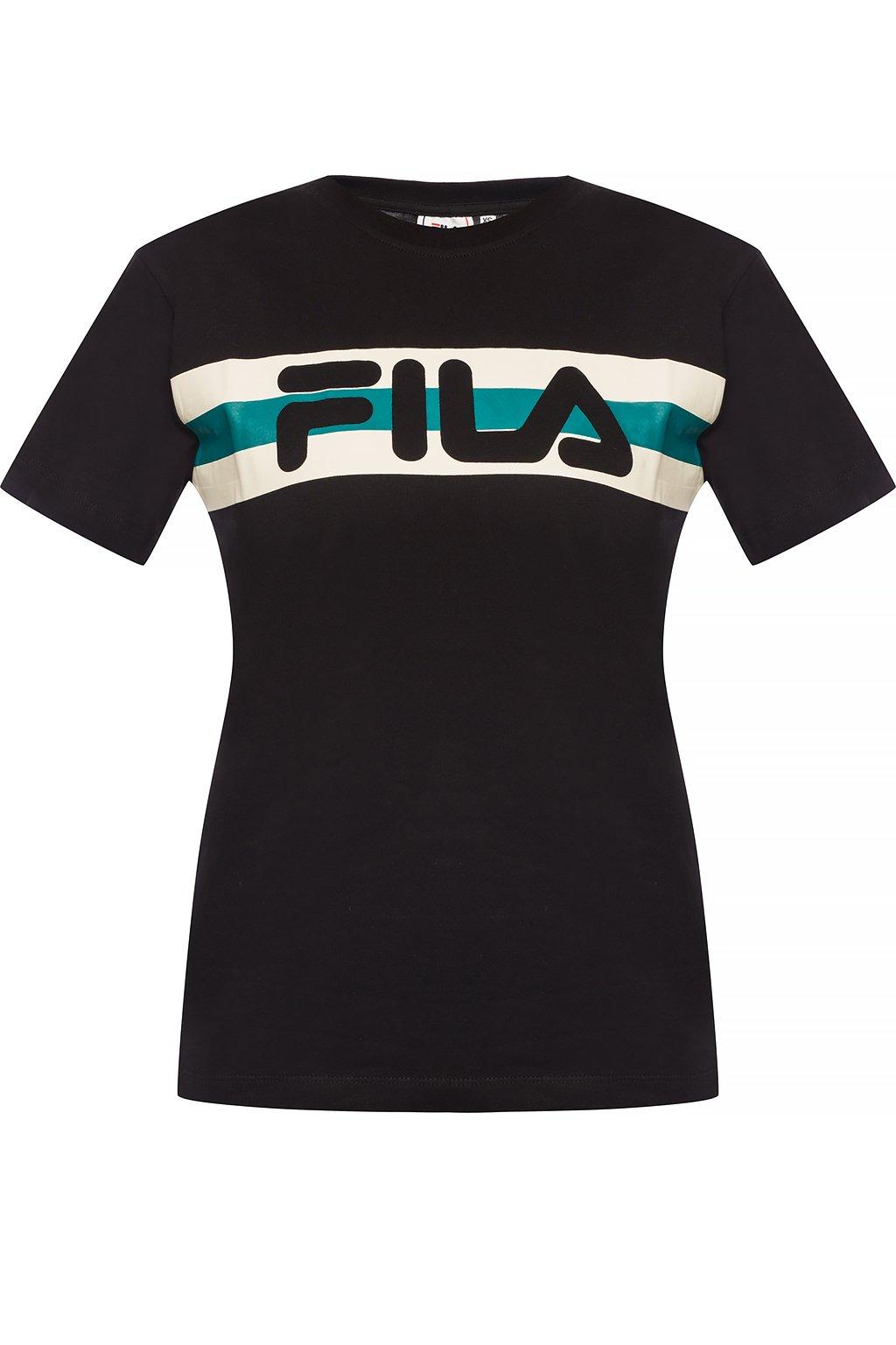 Fila Cotton Logo Stripe T-shirt in Black - Lyst