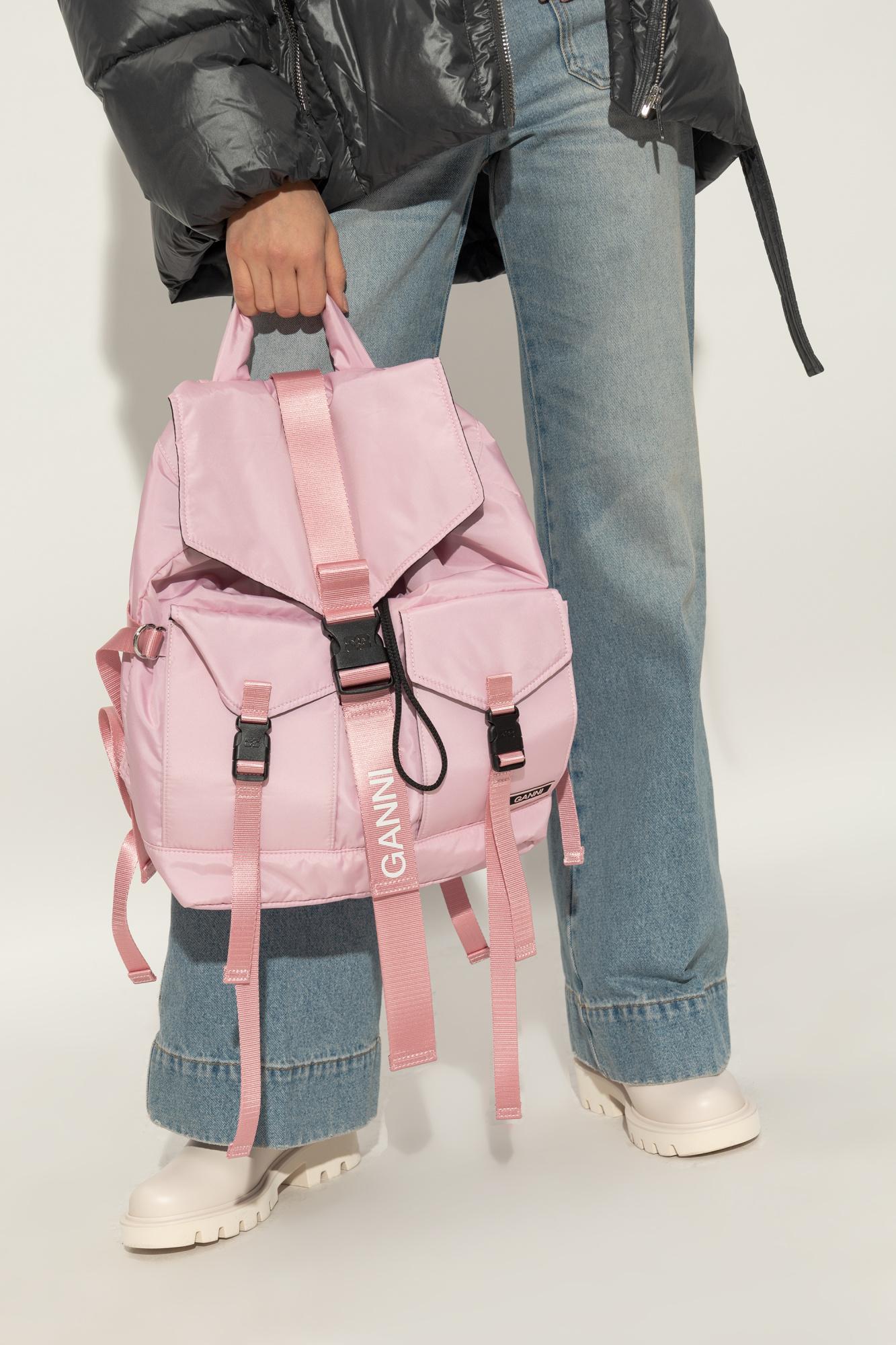 Ganni Backpack With Logo in Pink | Lyst UK