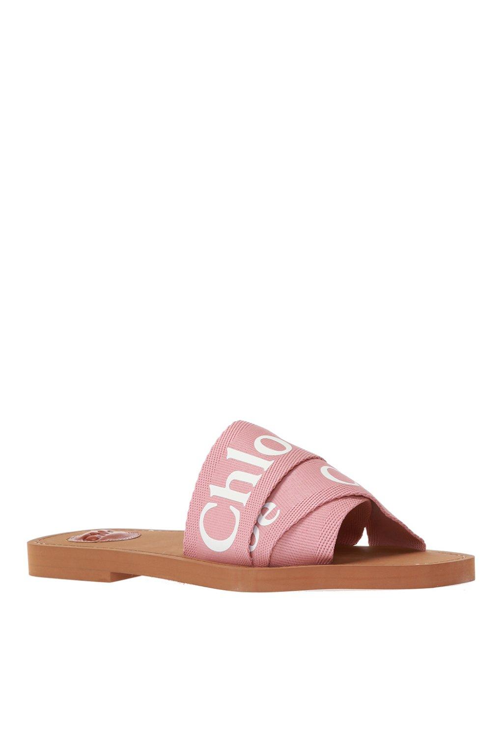 chloé canvas logo sandals