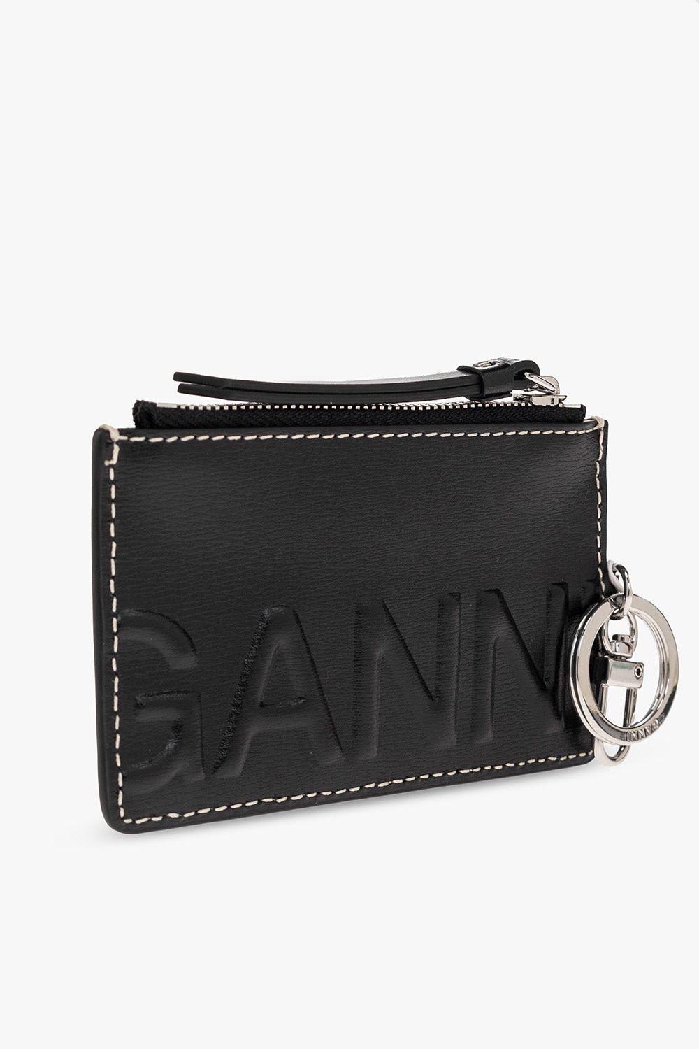 Ganni Card Holder With Logo in Black | Lyst