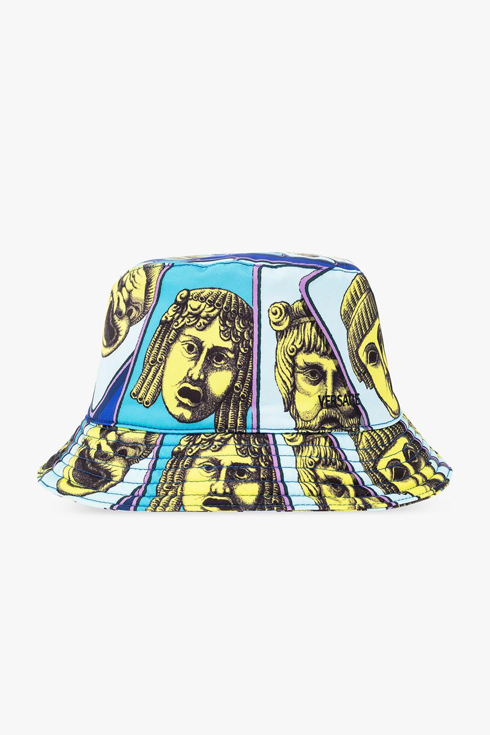 Versace Bucket Hat With 'le Maschere' Pattern in Blue for Men Lyst