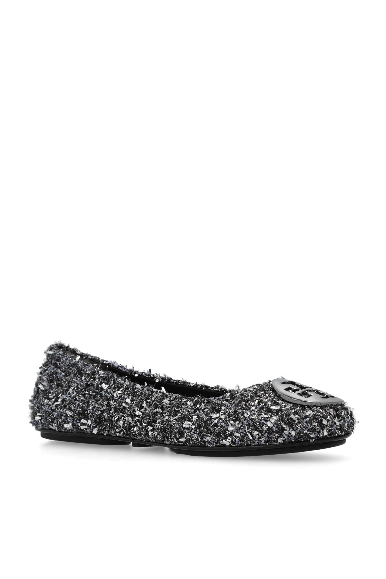 Tory burch outlet silver minnie flats