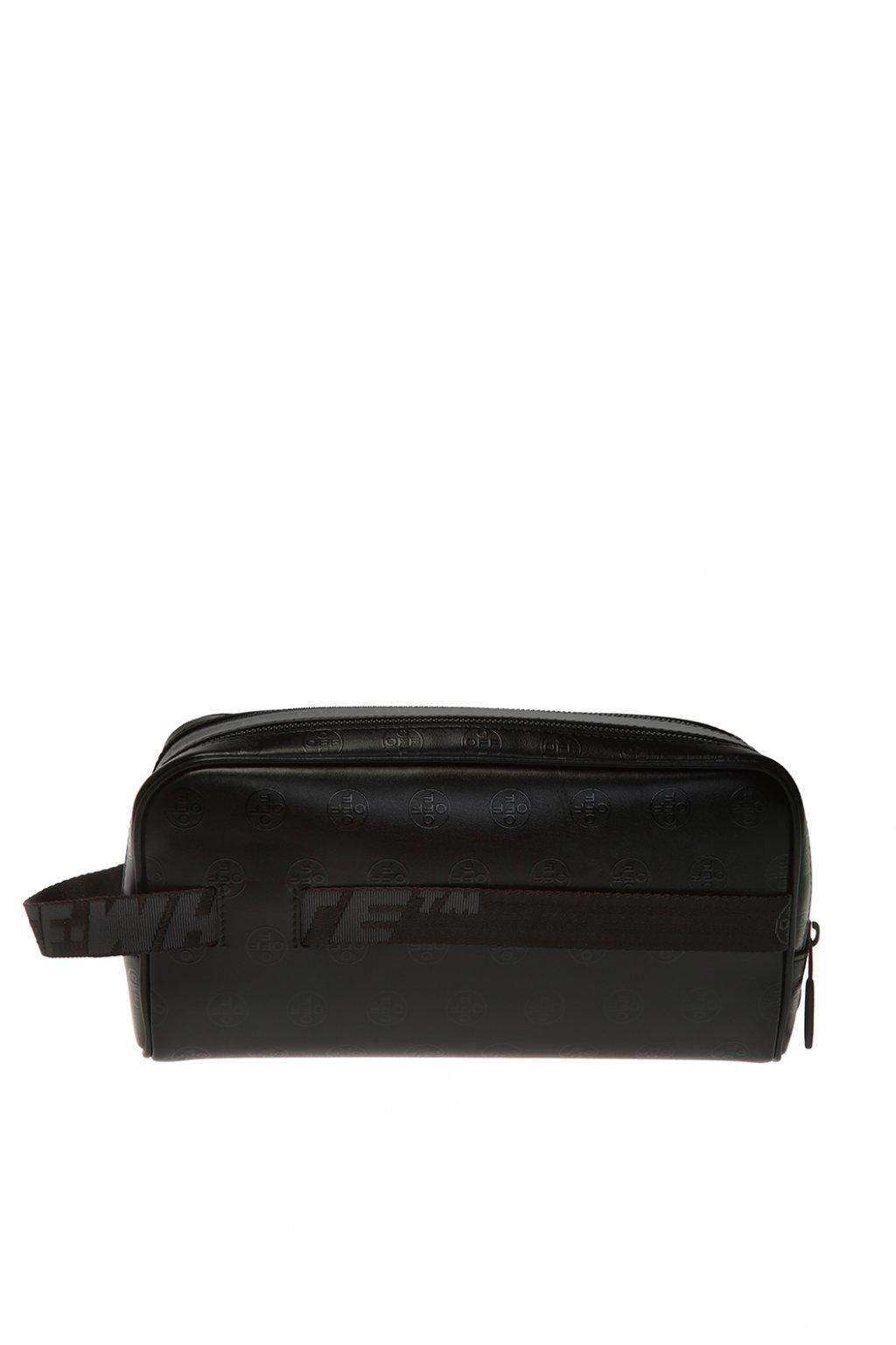 Leather Zipped Wash Bag Black for Men 