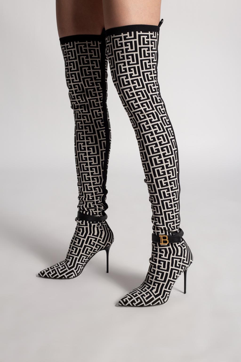 Balmain 'raven' Over-the-knee Boots in Black | Lyst
