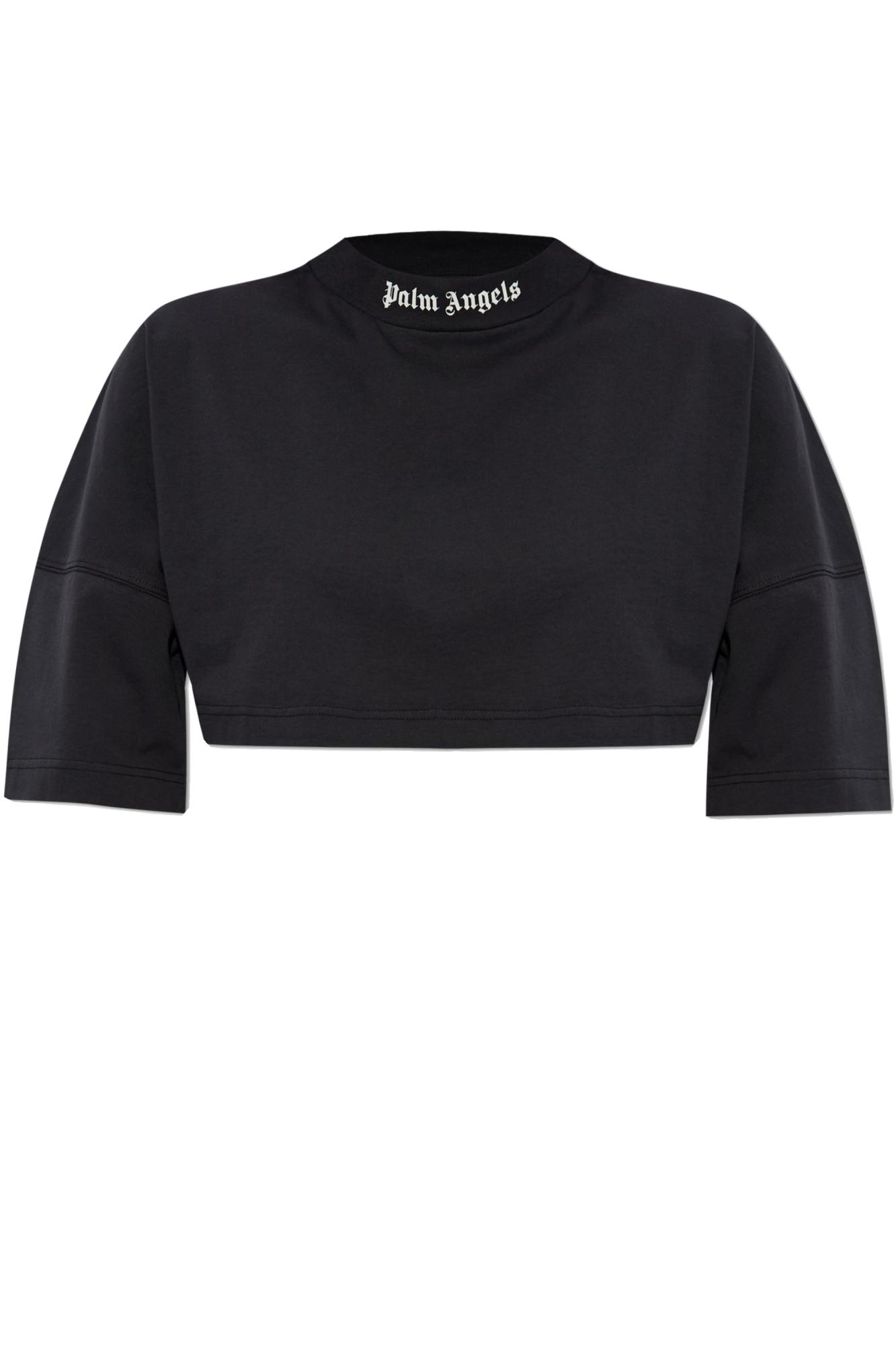 Tシャツ・カットソー PALM ANGELS Woman T-Shirt Black PWAA044S24JER002 1003 Palm Angels Palm tree-print Cotton T-shirt | Black | FARFETCH