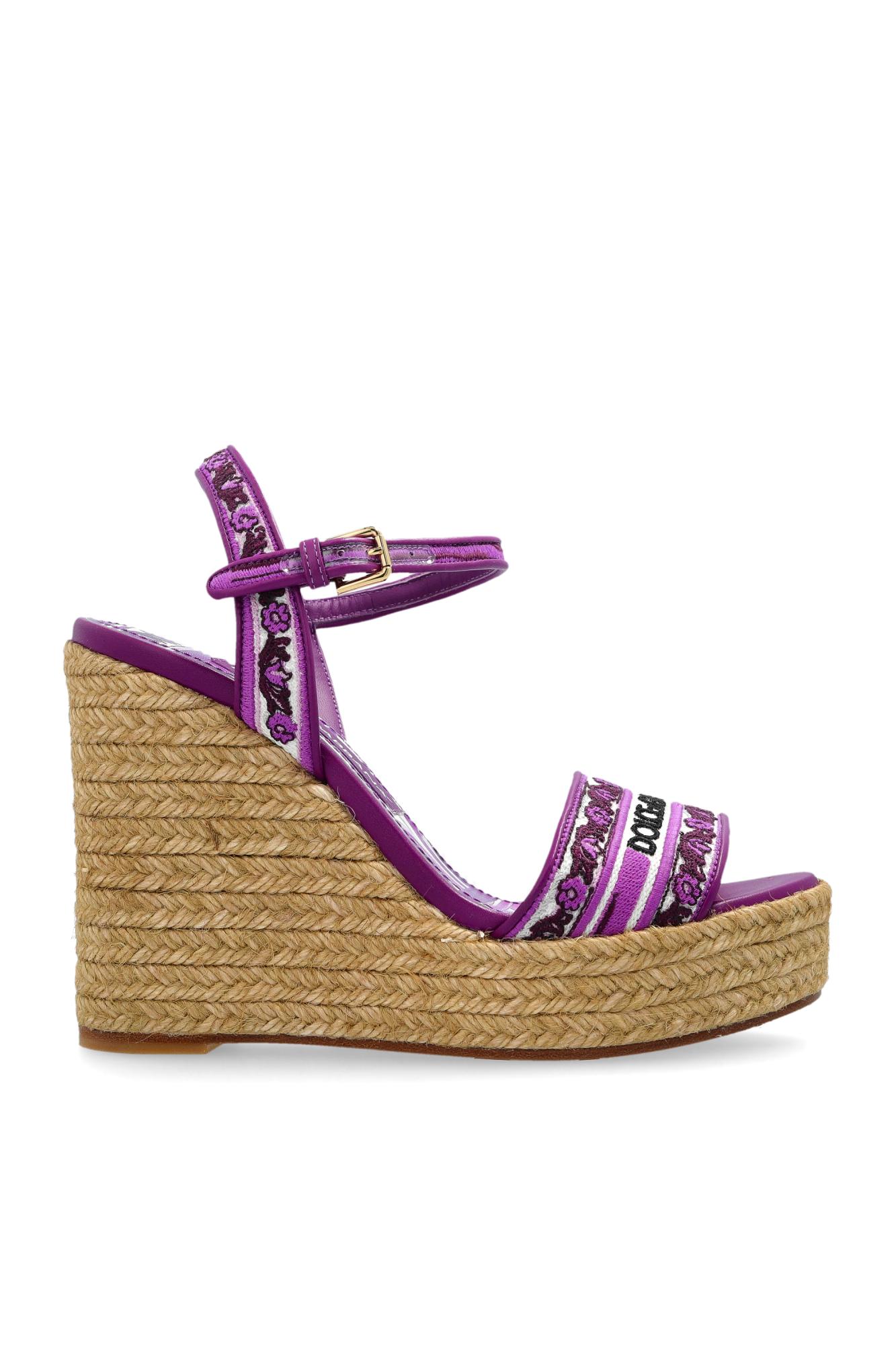 Dolce & Gabbana RED WEDGE SANDALS ウェッジソール サンダル Dolce & Gabbana Logo Patent Platform Wedge Sandal in Red | Lyst