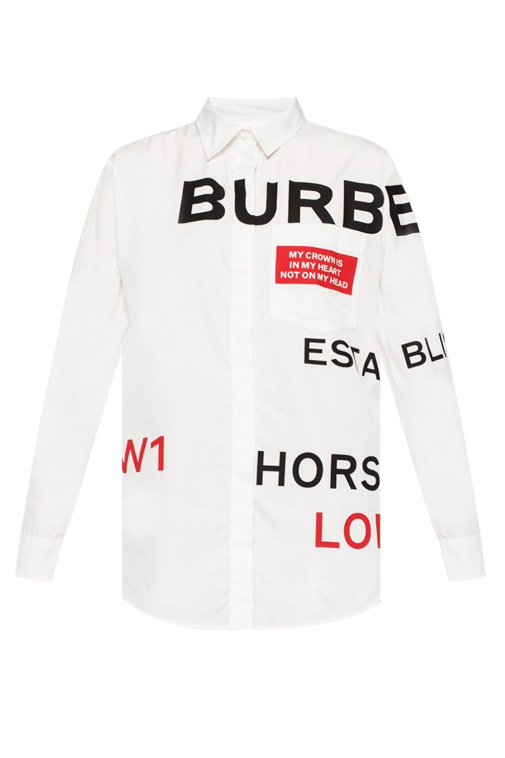 Burberry Godwit Horseferry Print Shirt in White | Lyst