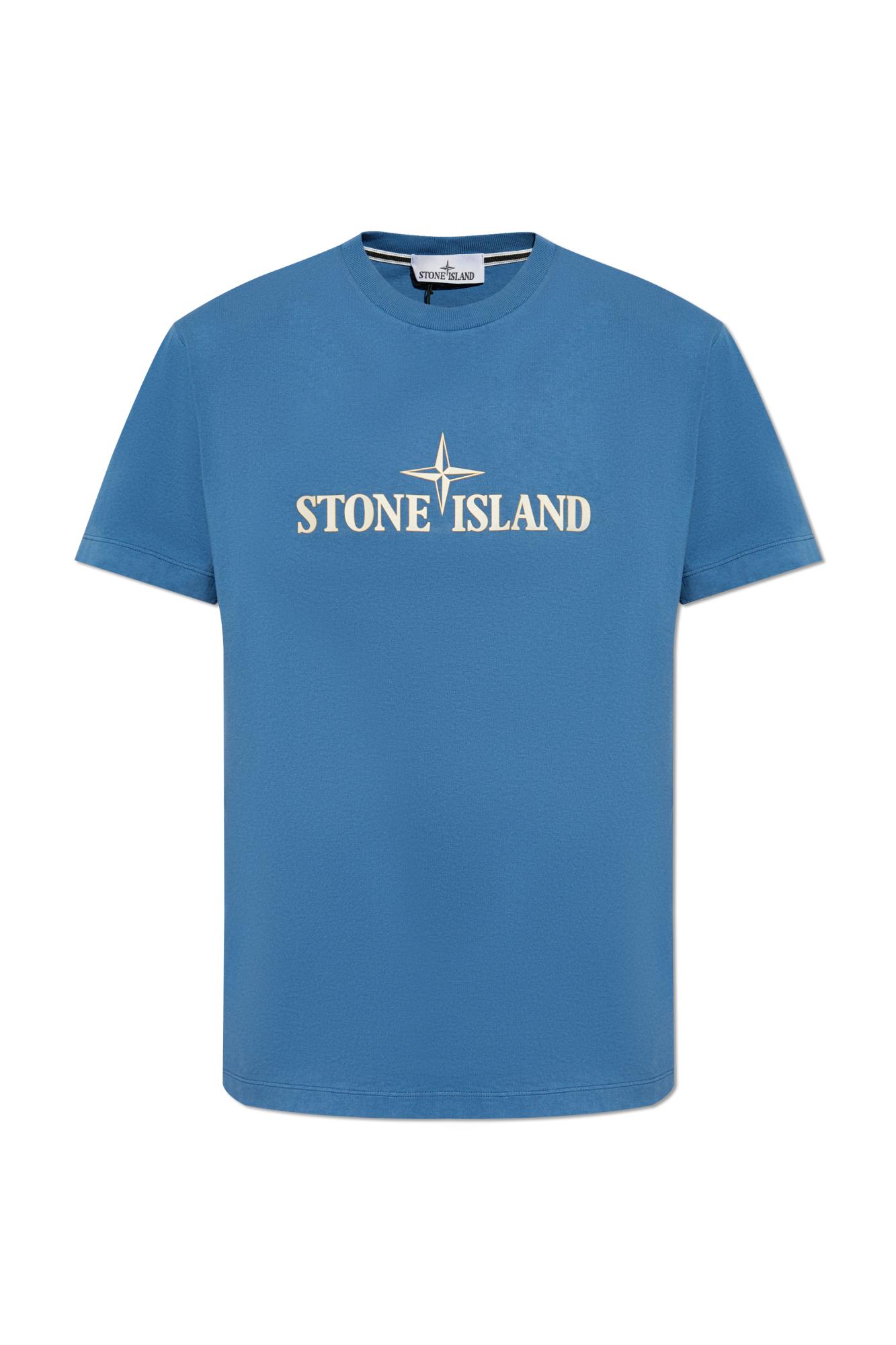 Stone Island T Shirt With Logo in Blue for Men Lyst Canada