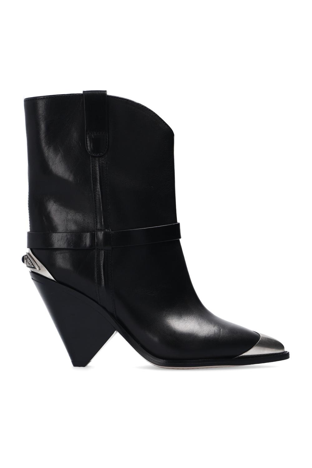 Isabel Marant Leather Lamsy Cone-heel Boots in Black - Save 54% - Lyst