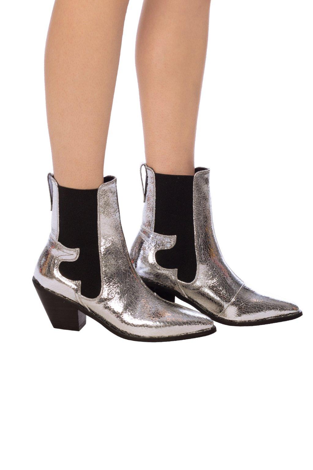 AllSaints 'sara' Cowboy Boots in Metallic | Lyst