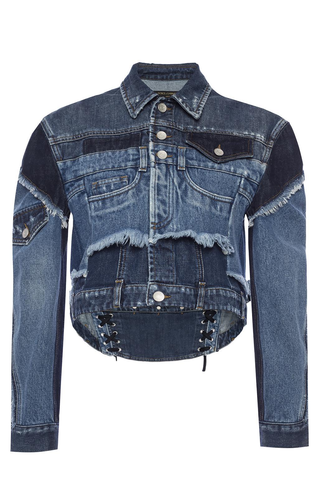 Dolce & Gabbana Raw-edge Denim Jacket in Blue - Lyst