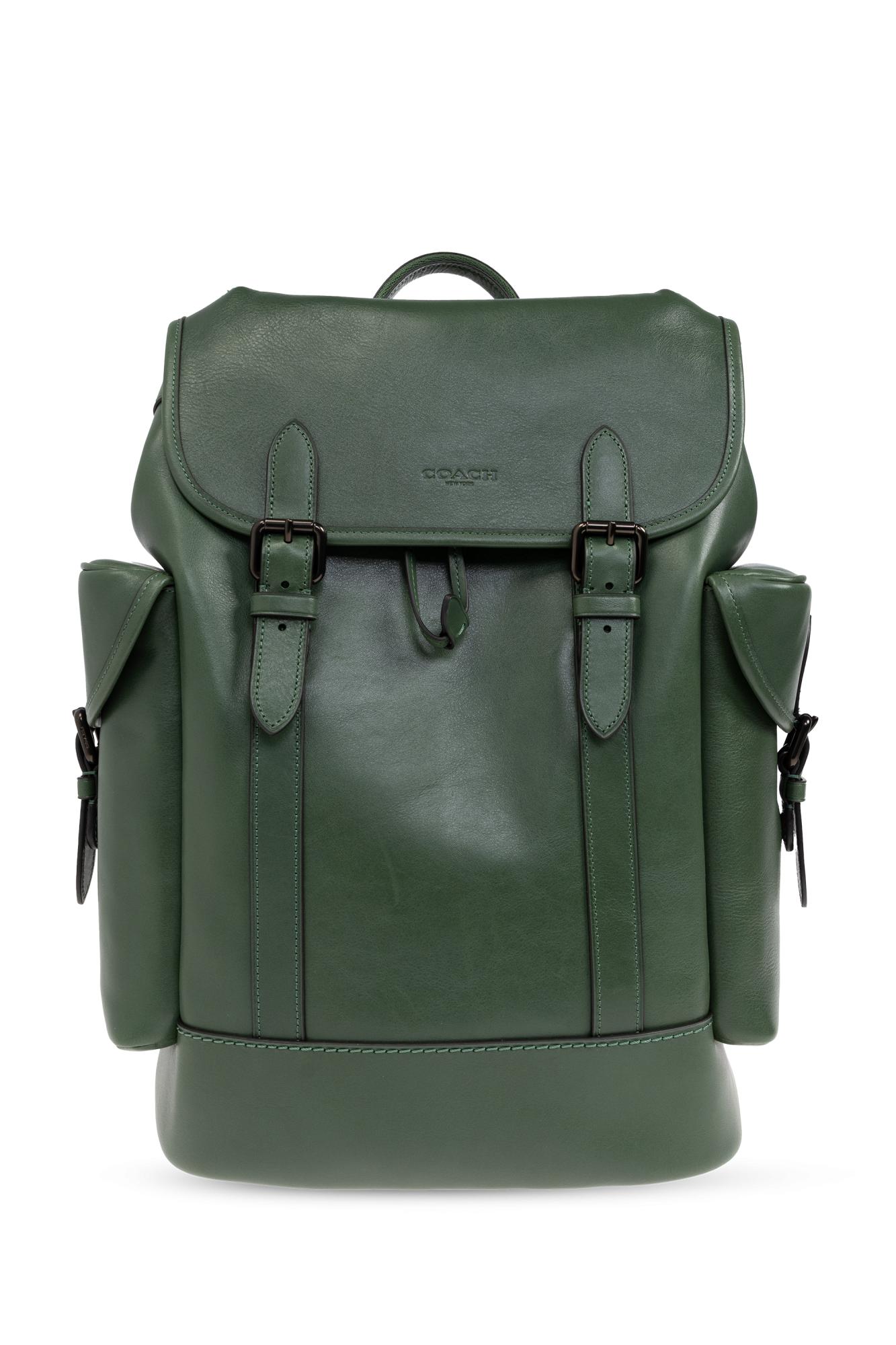 Coach green leather backpack hotsell
