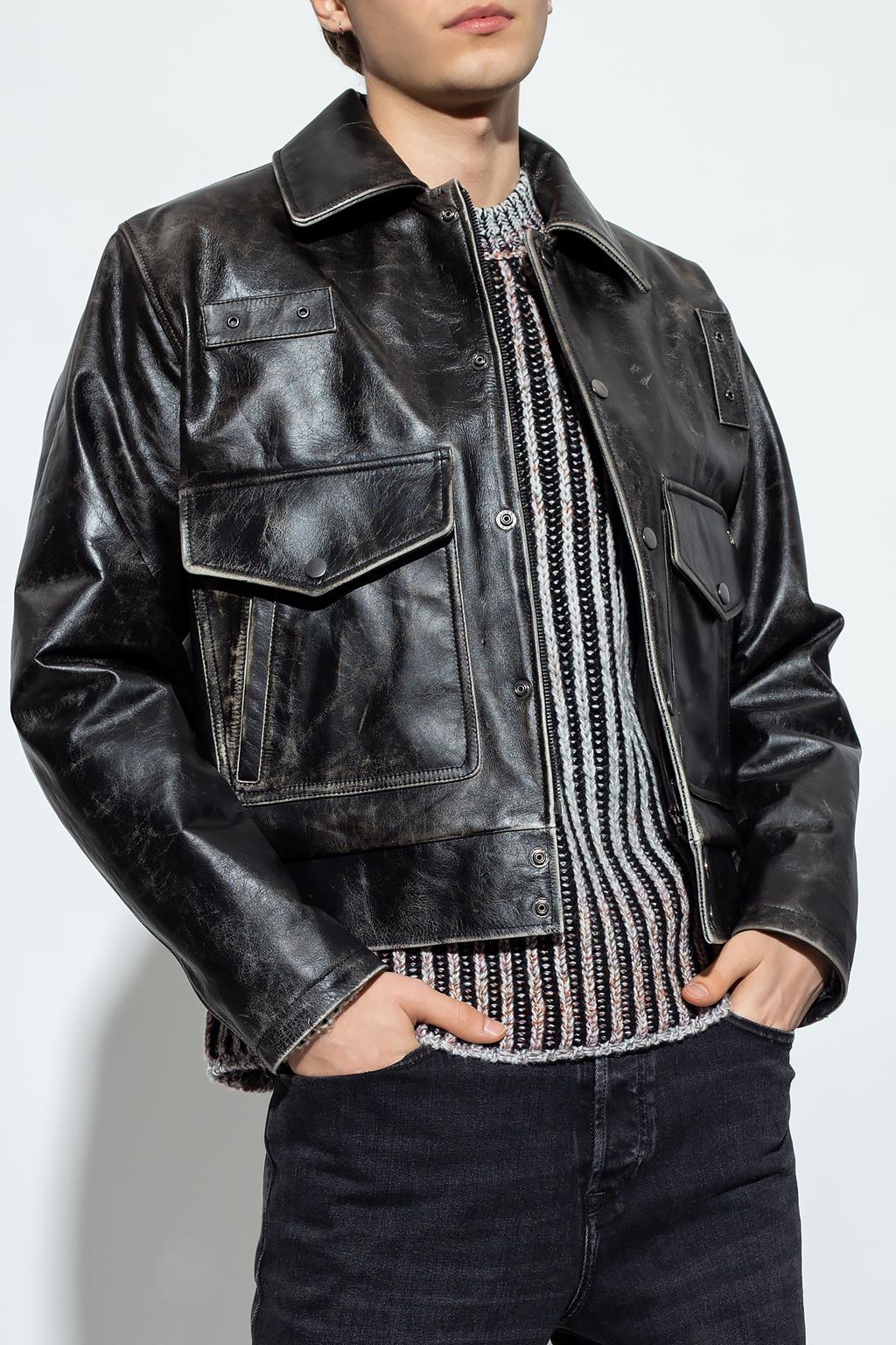 DIESEL 'l-muddy' Leather Jacket in Black for Men | Lyst