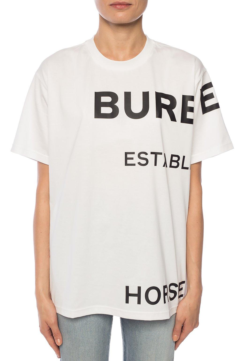 Burberry Cotton Horseferry Oversized T-shirt in White - Lyst