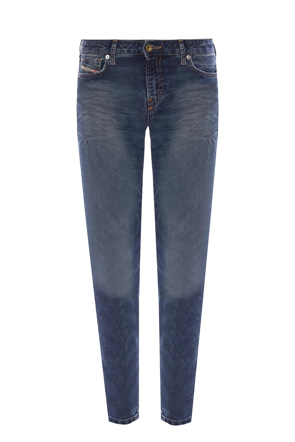 DIESEL Denim 'gracey-ne' Raw-trimmed Jeans in Navy Blue (Blue) - Save ...