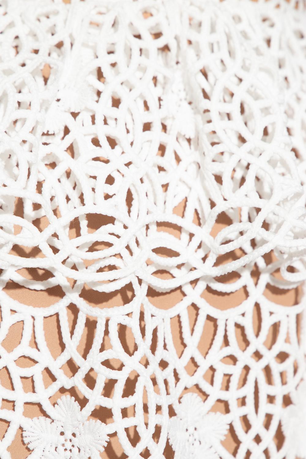 Self-Portrait Openwork Dress in White | Lyst