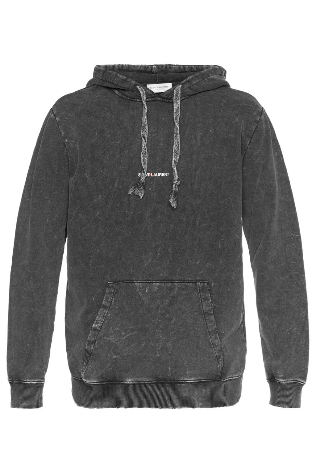 Saint Laurent Cotton Grey Stone Washed Hoodie By in Steel Grey (Gray ...
