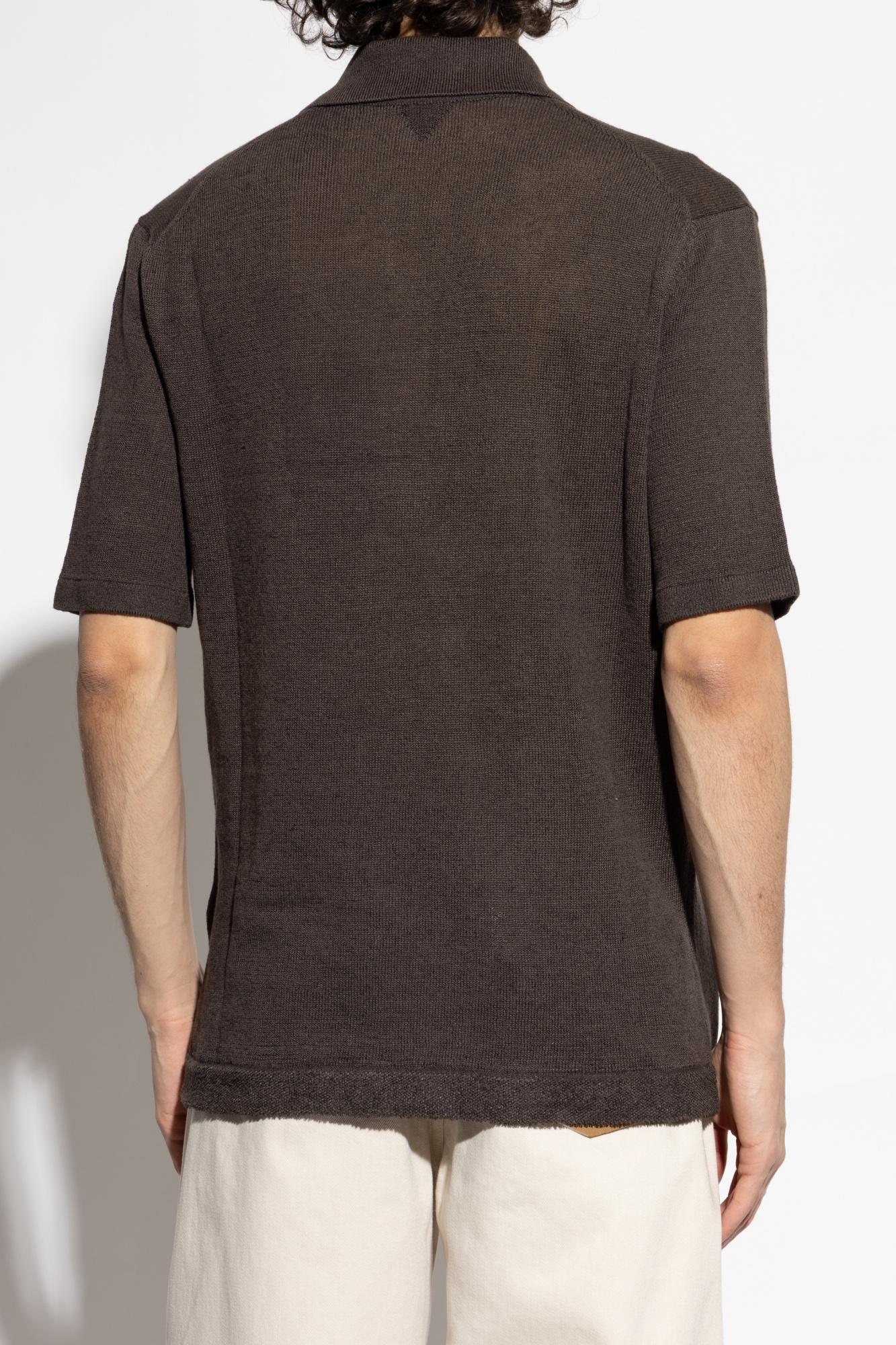 Bottega Veneta Linen Polo Shirt in Natural for Men | Lyst