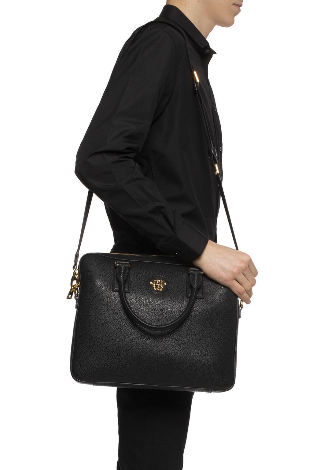 Versace Leather Medusa Head Laptop Bag in Black for Men Lyst