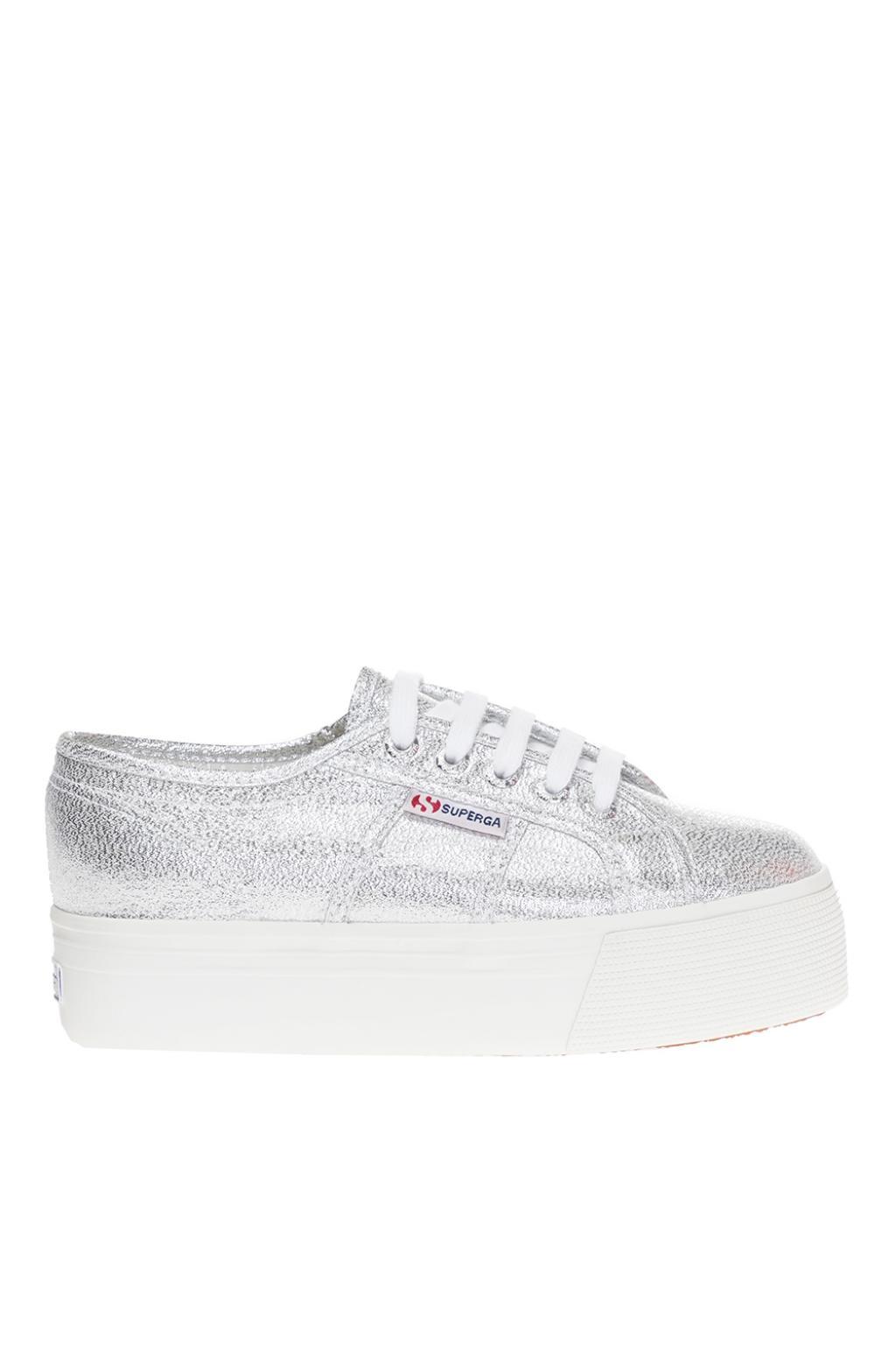 silver superga flatforms