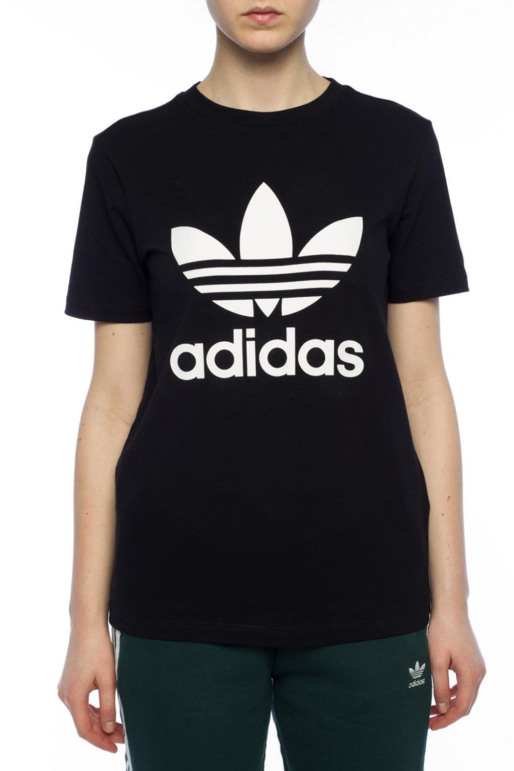 adidas Originals Cotton Logo T-shirt in Black - Lyst