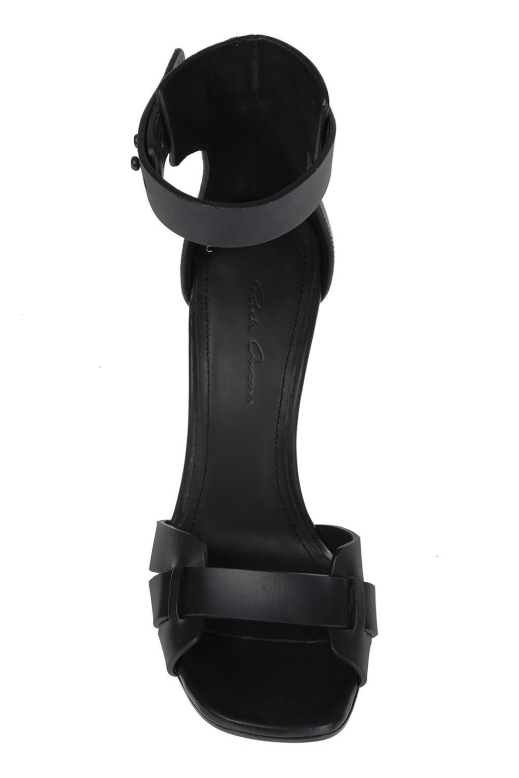 Rick Owens Leather 'cantilever' Heel Sandals in Black Lyst