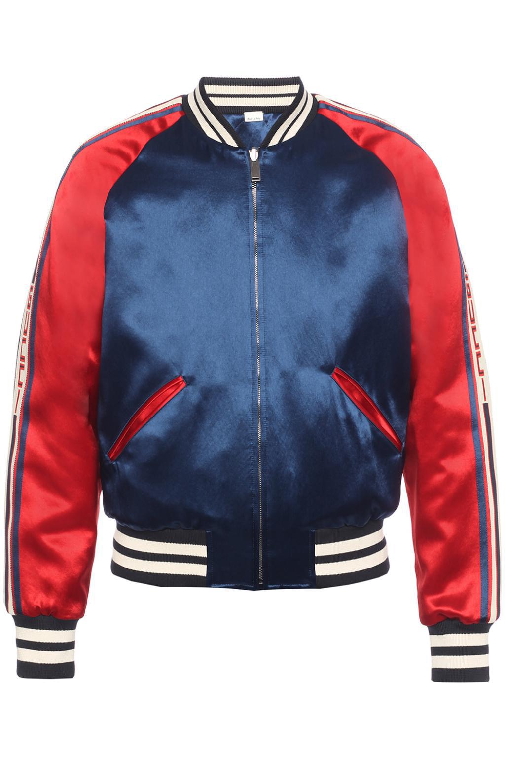 gucci stripe reversible acetate bomber